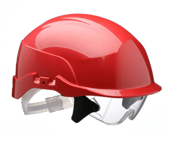 SPECTRUM SAFETY HELMET WHITE C/W INTEGRATED EYE PROTECTION WHITE