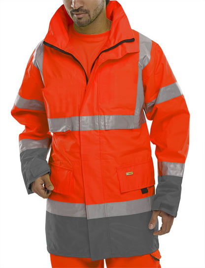 TWO TONE BREATHABLE TRAFFIC JACKET RED/GREY