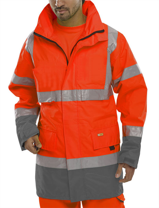 TWO TONE BREATHABLE TRAFFIC JACKET RED/GREY