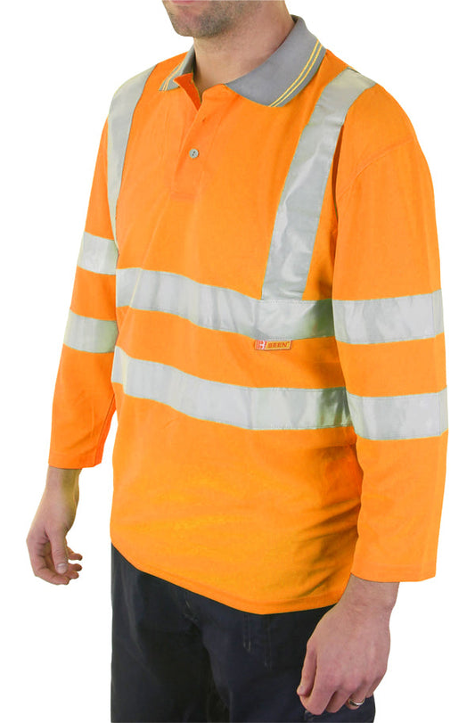 HIVIZ EXECUTIVE LONG SLEEVE POLO ORANGE 4XL