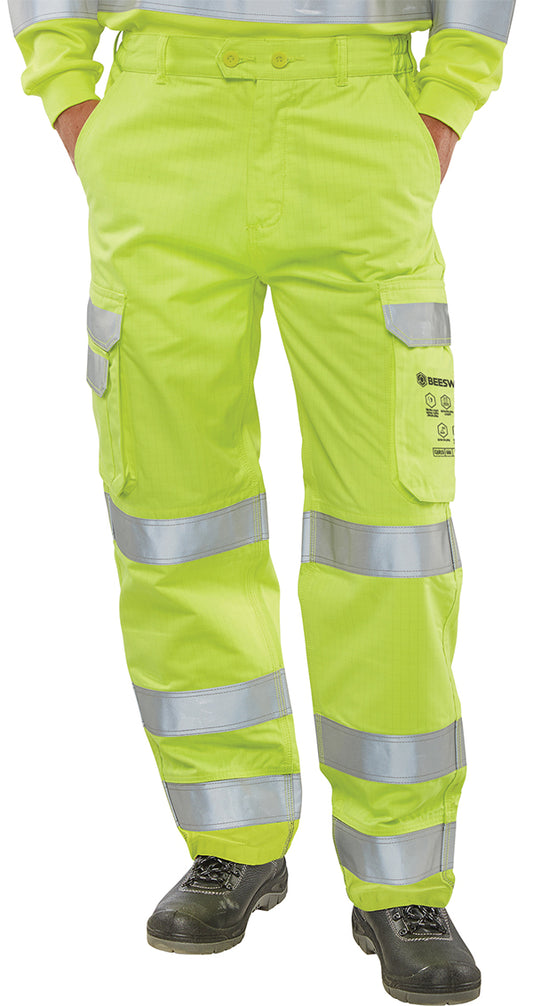 HIVIS TROUSERS SATURN YELLOW / NAVY 30