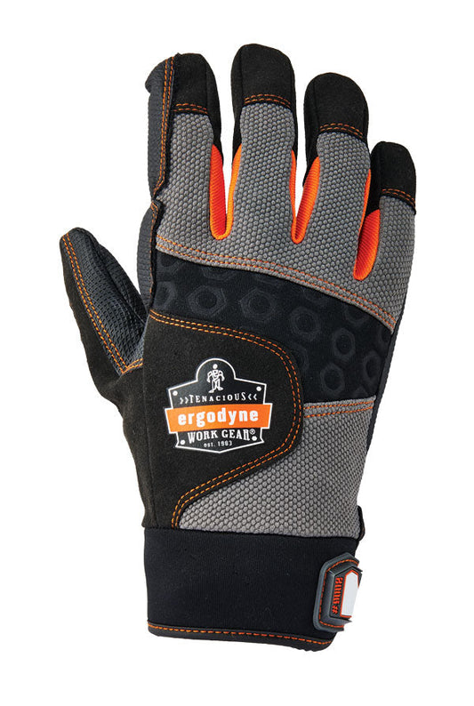 ERGODYNE IMPACT FINGERLESS GLOVE BLACK/GREY L