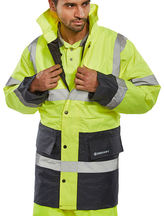 TWO TONE TRAFFIC JACKET SATURN YELLOW / NAVY
